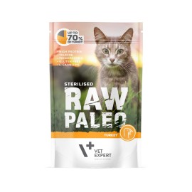 Raw Paleo Sterilised Turkey, cu curcan pentru pisici, 100 g