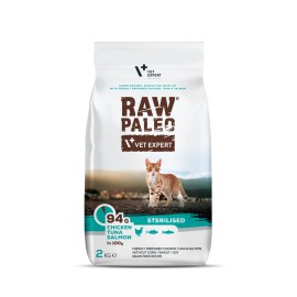 Raw Paleo Sterilised, cu pui, ton și somon pentru pisici, 2 kg