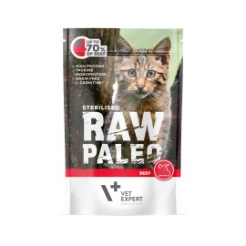 Raw Paleo Sterilised Beef, cu vită pentru pisici, 100 g