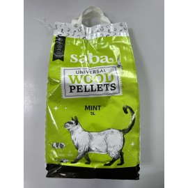 Saba Mint, așternut din lemn cu aromă de mentă pentru pisici, 5 L (2,8 kg)