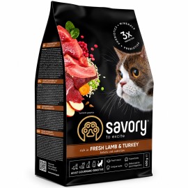 Savory Sensitive Fresh Lamb&Turkey, cu miel și curcan pentru pisici, 400 g