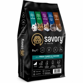 Savory Kitten Fresh Turkey&Chicken, cu curcan și pui pentru motănei, 8 kg