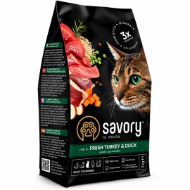 Savory Fresh Turkey&Duck, cu curcan și rață pentru pisici, 2 kg