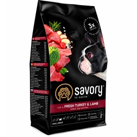 Savory Fresh Turkey&Lamb, cu curcan și miel pentru câini, 3 kg