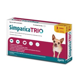 Simparica TRIO, pentru câini 1,25-2,5 kg (1 tabletă)