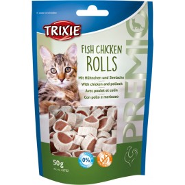 Trixie Fish Chicken Rolls, cu pui și pollock pentru pisici, 50g