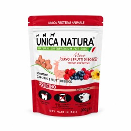 Unica Natura Biscottino Adult Mini, biscuiți cu cerb și fructe de pădure pentru câini, 300 g