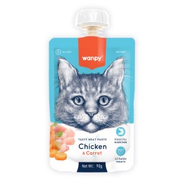 Wanpy Chicken&Carrot, cu pui și morcov pentru pisici, 90 g