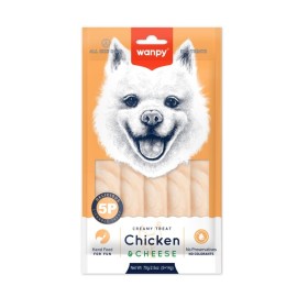 Wanpy Creamy Treat Chicken&Cheese, recompense cu pui și cașcaval pentru câini, 70 g (5 bucăți)