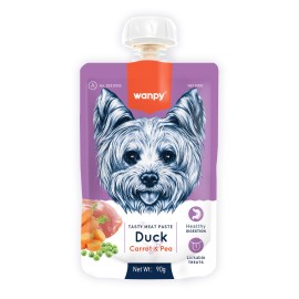 Wanpy Duck Carrot&Pea, cu rață, morcovi și mazăre pentru câini, 90 g