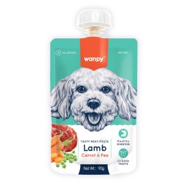 Wanpy Lamb Carrot&Pea, cu miel, morcovi și mazăre pentru câini, 90 g