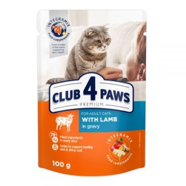 Club 4 Paws With Lamb, cu miel în sos pentru pisici, 85 g (24 bucăți)